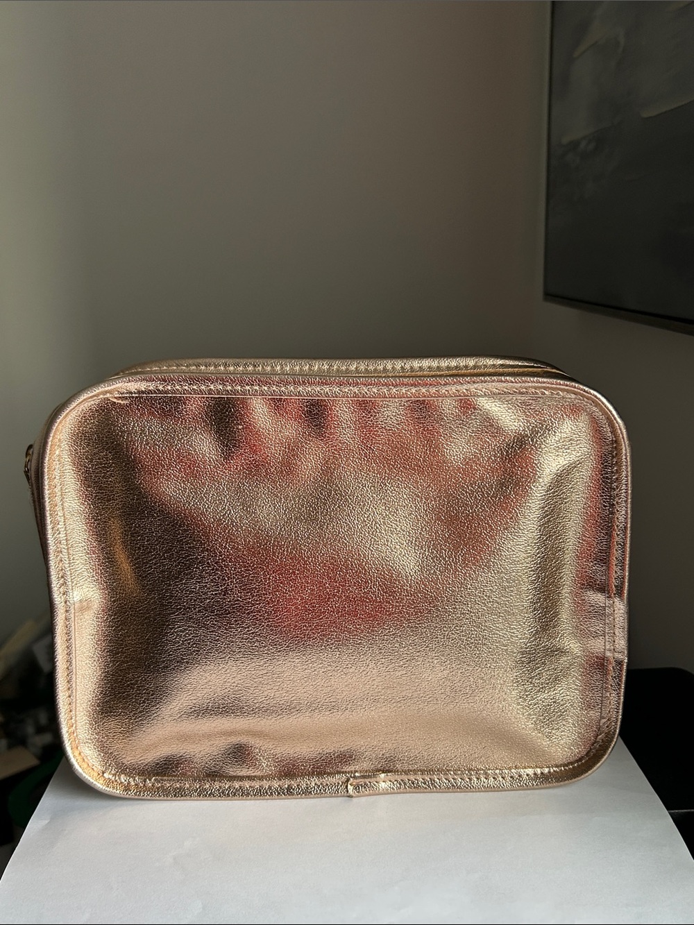 Lancôme Rose Gold Women's Cosmetic Pouch - Sleek Travel Organizer